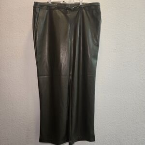 Marc New York Olive Green Wide Leg Faux Leather Pants Xl